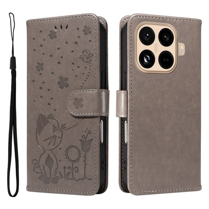 Nahkakotelo Xiaomi 15t Pro Kissa Ja Mehiläinen