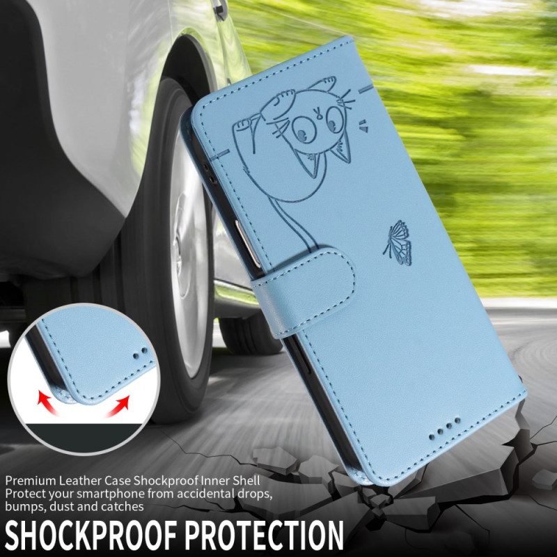 Nahkakotelo Xiaomi 15t Pro Kissan Muotoinen Hihna