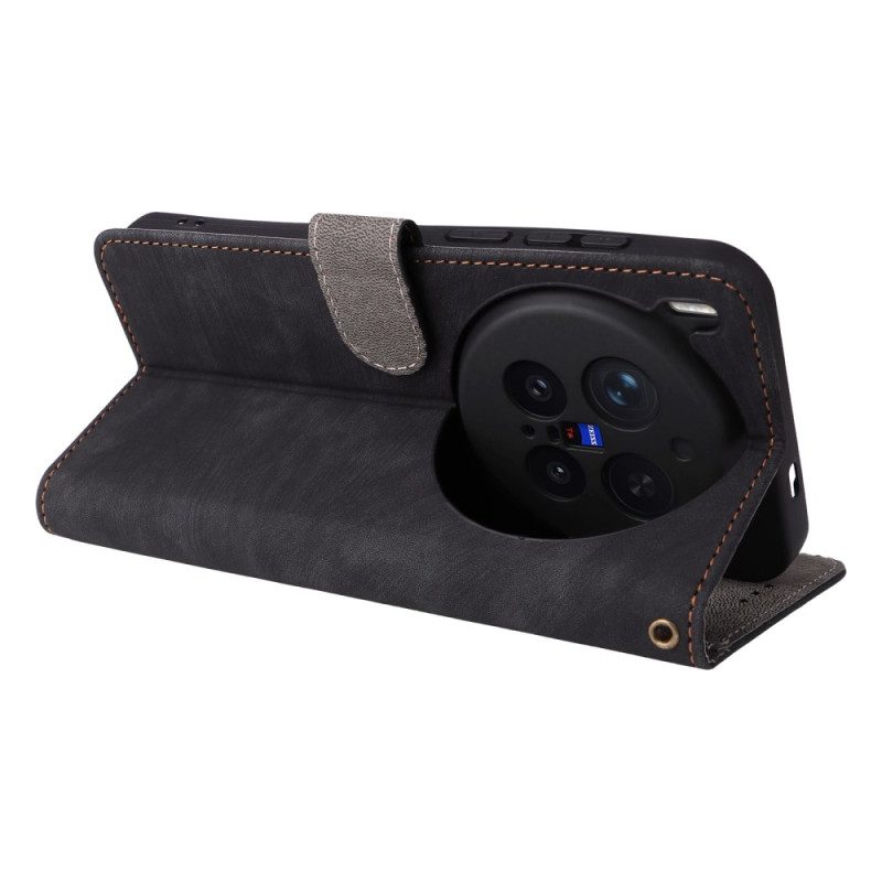 Kotelot Vivo X300 Pro Rfid-suojattu Nahkaefekti