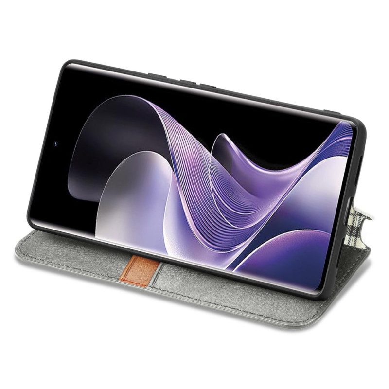 Nahkakotelo Vivo V40 5g Timanttikuvioinen Mokkanahkakuvio