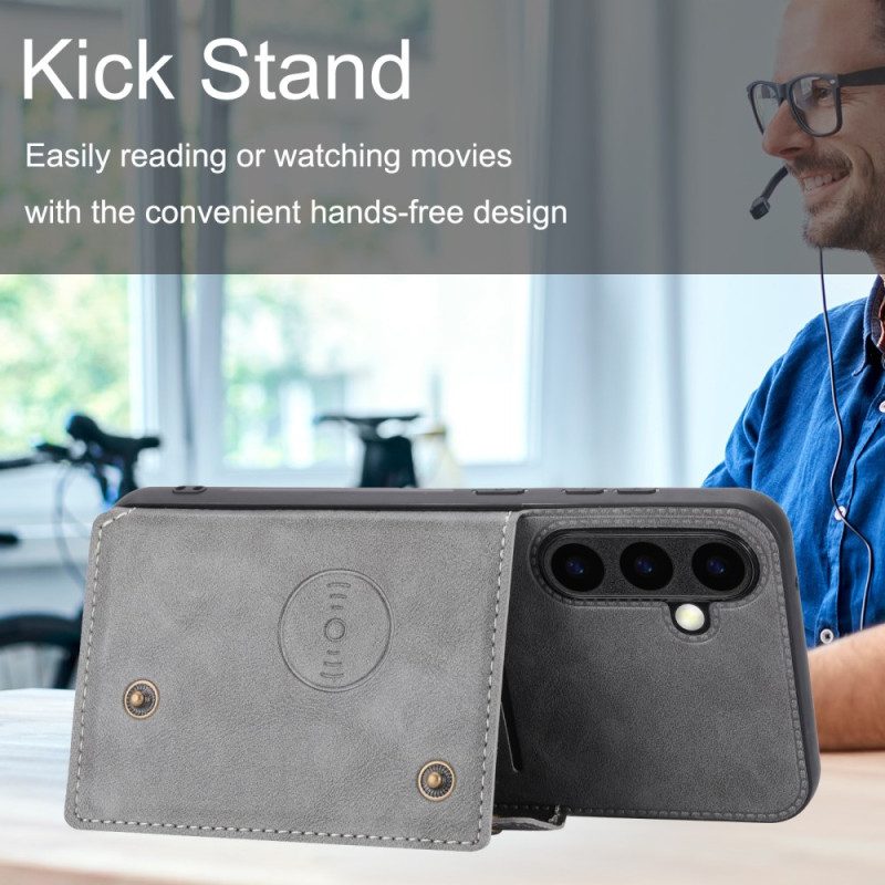 Kuori Samsung Galaxy S26 Plus Nahkakuvioinen Korttikotelo