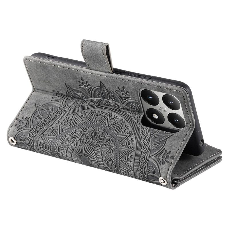 Nahkakotelo Xiaomi 15t Mandala-mokkanahkakuvioinen Lompakko