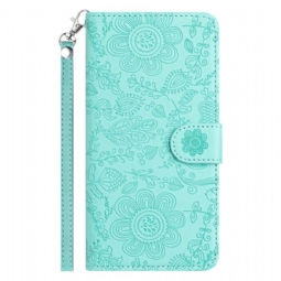 Kotelot Samsung Galaxy S25 Fe Kukkaiskuvio Ja Hihna