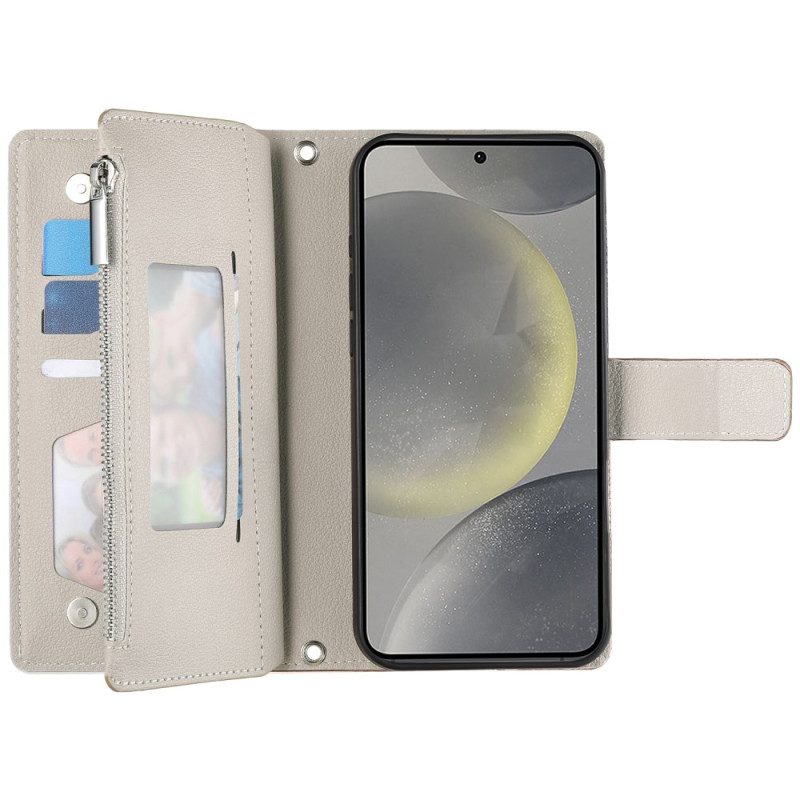 Kotelot Samsung Galaxy S25 Fe Puhelinkuoret Nahkainen Vetoketjullinen Lompakko Hihnoilla