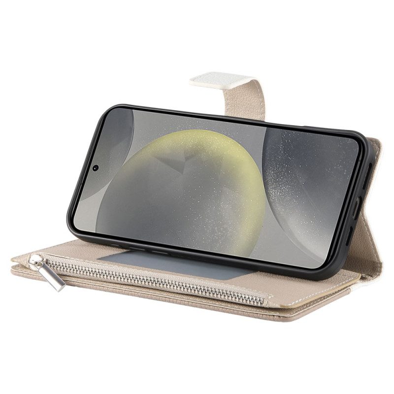 Kotelot Samsung Galaxy S25 Fe Puhelinkuoret Nahkainen Vetoketjullinen Lompakko Hihnoilla