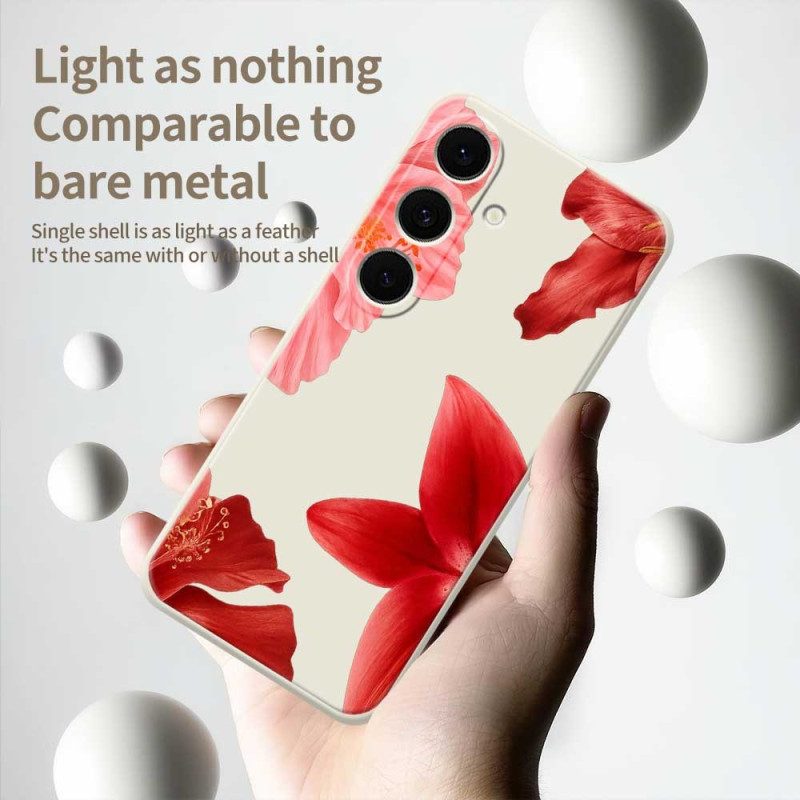 Kuori Samsung Galaxy S25 Fe Punainen Kukkasilikoni