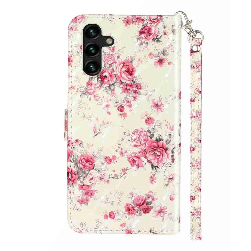 Nahkakotelo Samsung Galaxy S25 Fe Ruusut Ja Nauha