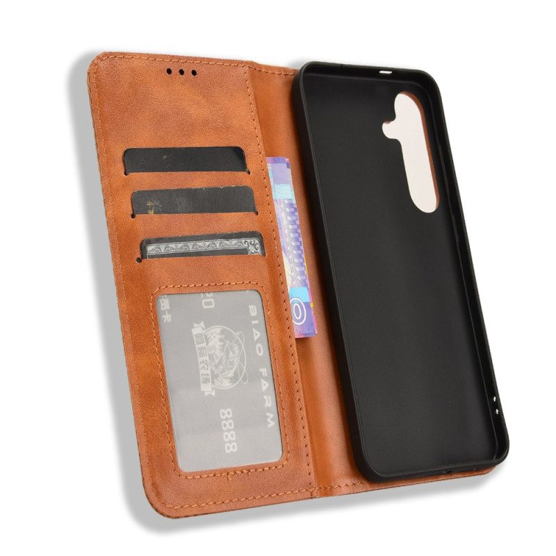 Nahkakotelo Samsung Galaxy S25 Fe Vintage-reunus