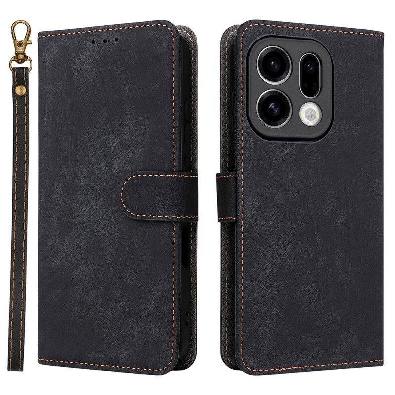 Nahkakotelo Oppo Find X9 5g Mokkanahkakuvio Hihnalla