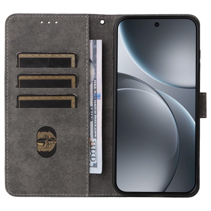 Nahkakotelo Oppo Find X9 5g Mokkanahkakuvio Hihnalla