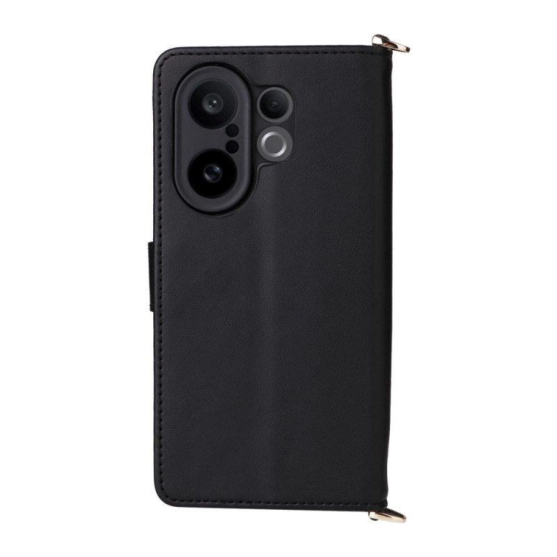 Nahkakotelo Vivo X200 Fe Tikattu Hihna Ja Olkahihna