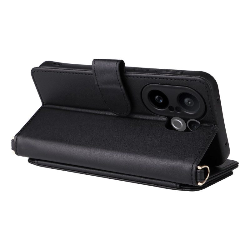 Nahkakotelo Vivo X200 Fe Tikattu Hihna Ja Olkahihna