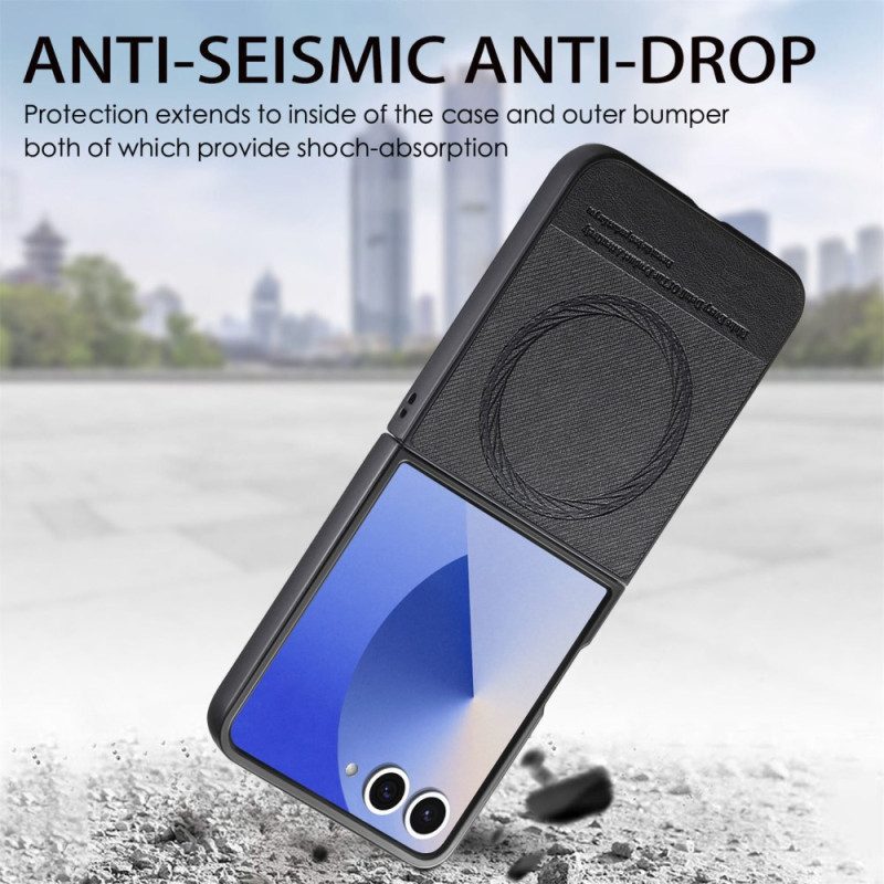 Case Samsung Galaxy Z Flip 7 Puhelinkuoret Magsafe-yhteensopiva Farkkuteksturoitu Nahka