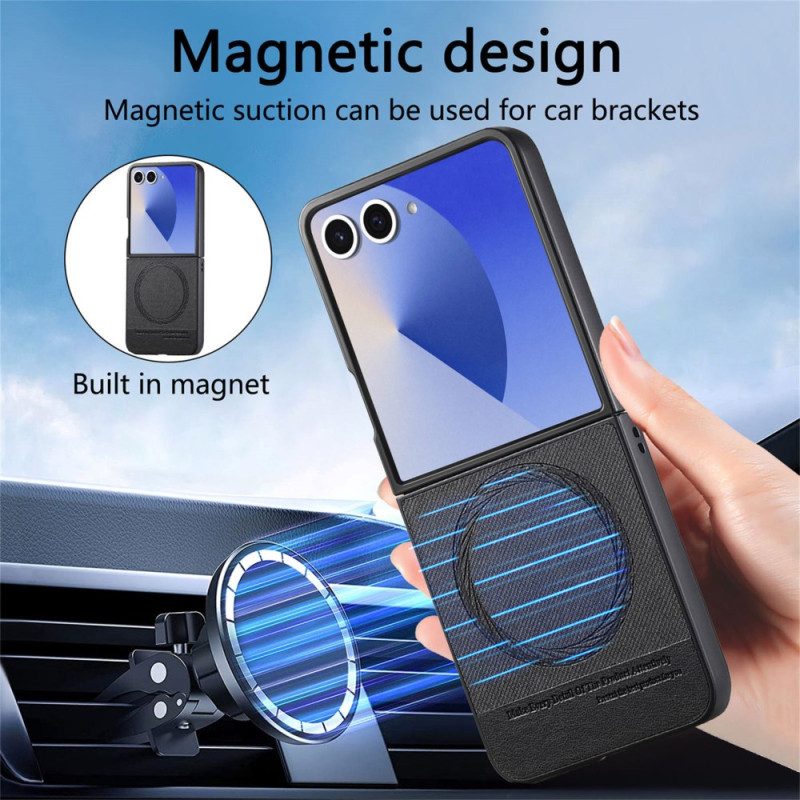 Case Samsung Galaxy Z Flip 7 Puhelinkuoret Magsafe-yhteensopiva Farkkuteksturoitu Nahka