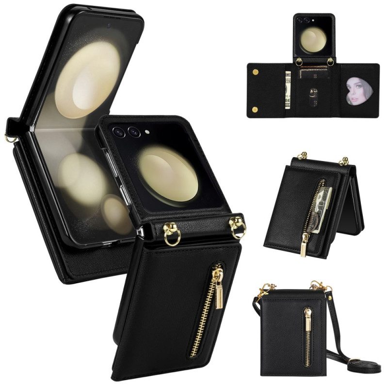 Kotelot Samsung Galaxy Z Flip 7 Rfid-lompakko Ja Olkahihna Suojakuori