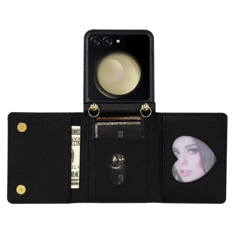 Kotelot Samsung Galaxy Z Flip 7 Rfid-lompakko Ja Olkahihna Suojakuori