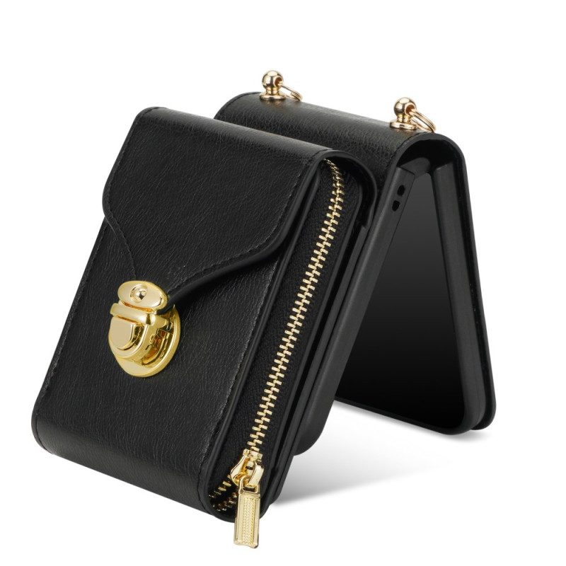 Kotelot Samsung Galaxy Z Flip 7 Vetoketjullinen Lompakko Ja Olkahihna