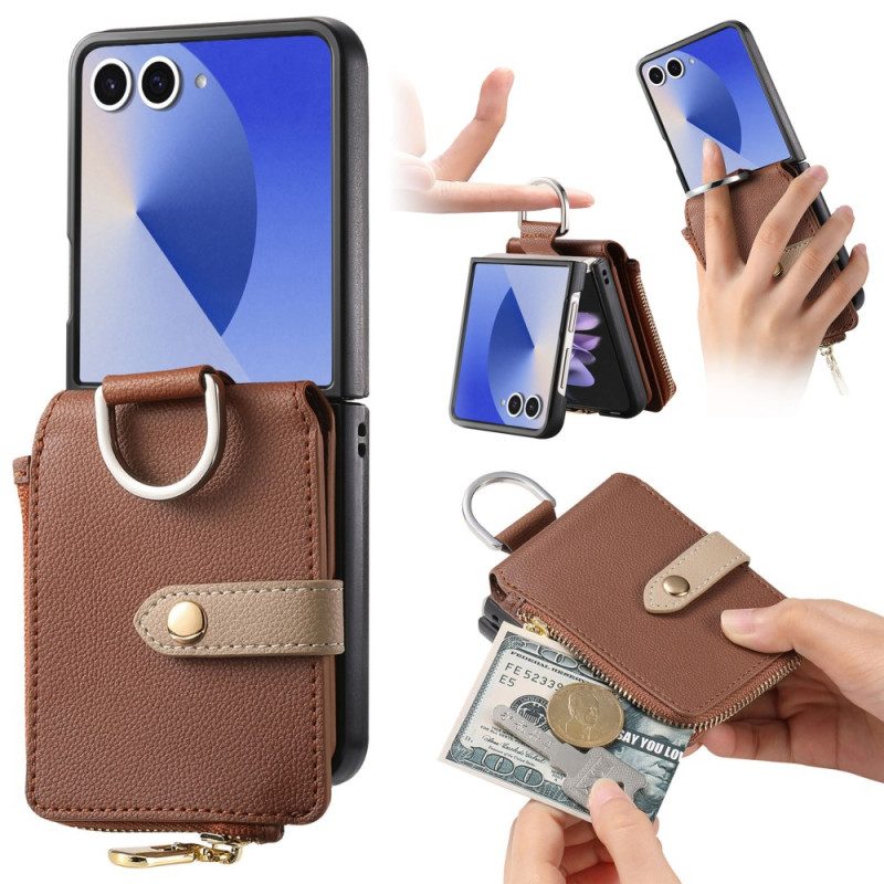 Kuori Samsung Galaxy Z Flip 7 Kolikkokukkaro Ja Sormuspidike