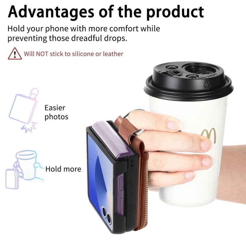 Kuori Samsung Galaxy Z Flip 7 Kolikkokukkaro Ja Sormuspidike