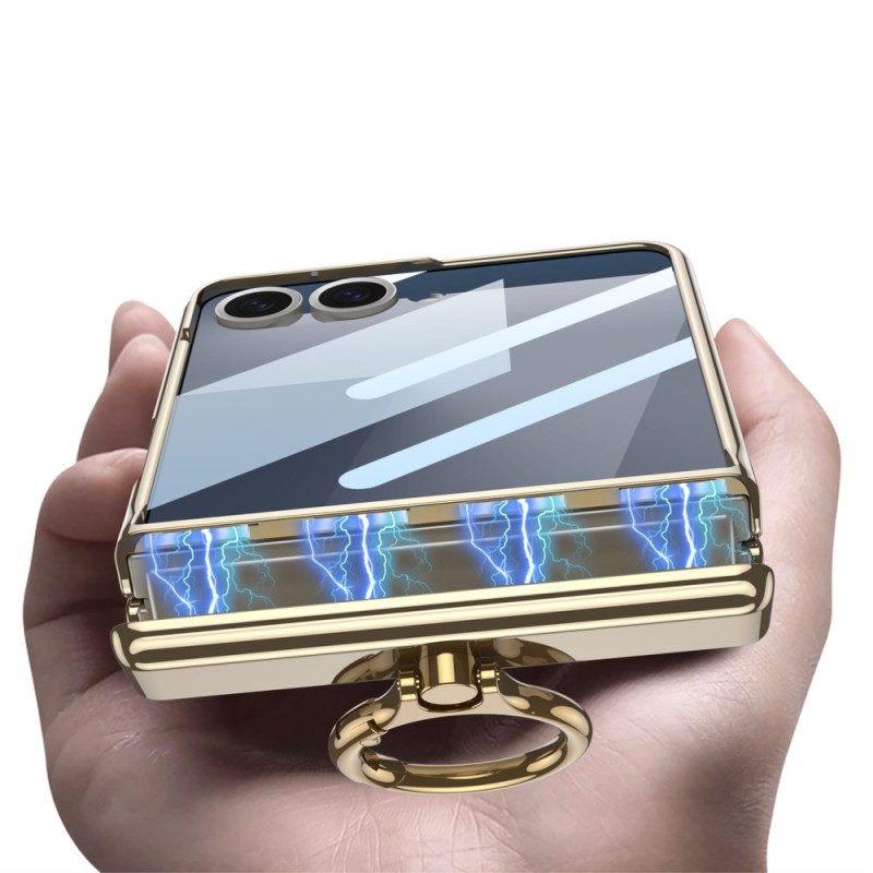 Kuori Samsung Galaxy Z Flip 7 Läpinäkyvä Jalustalla Ja Magneettisella Suojauksella Gkk