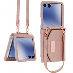 Kuori Samsung Galaxy Z Flip 7 Lompakko Ja Hihna Suojakuori