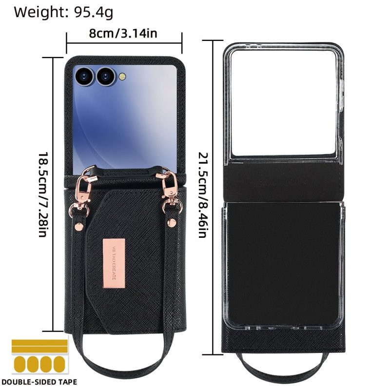 Kuori Samsung Galaxy Z Flip 7 Lompakko Ja Hihna Suojakuori