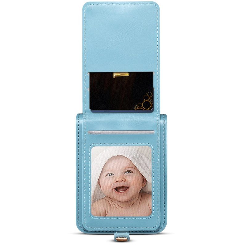 Kuori Samsung Galaxy Z Flip 7 Marmorinen Korttiteline Ja Olkahihna Suojakuori