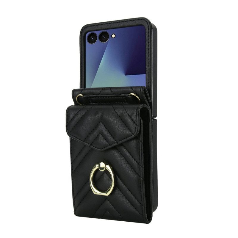 Kuori Samsung Galaxy Z Flip 7 Rfid-suojattu Korttikotelo Ja Hihna