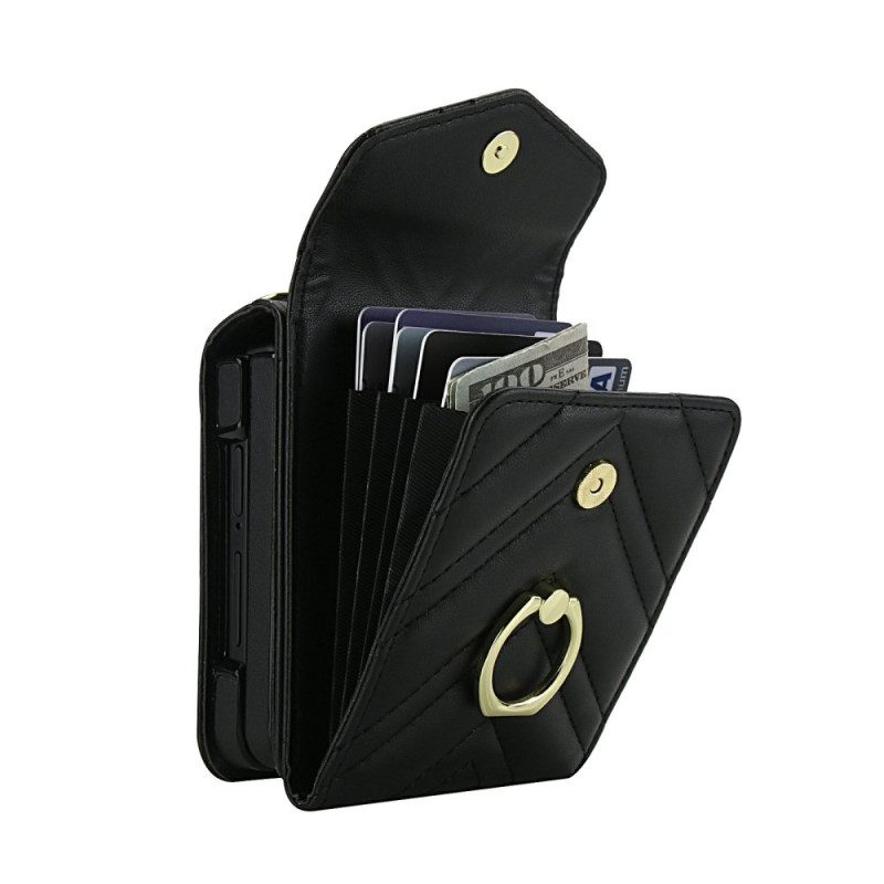 Kuori Samsung Galaxy Z Flip 7 Rfid-suojattu Korttikotelo Ja Hihna