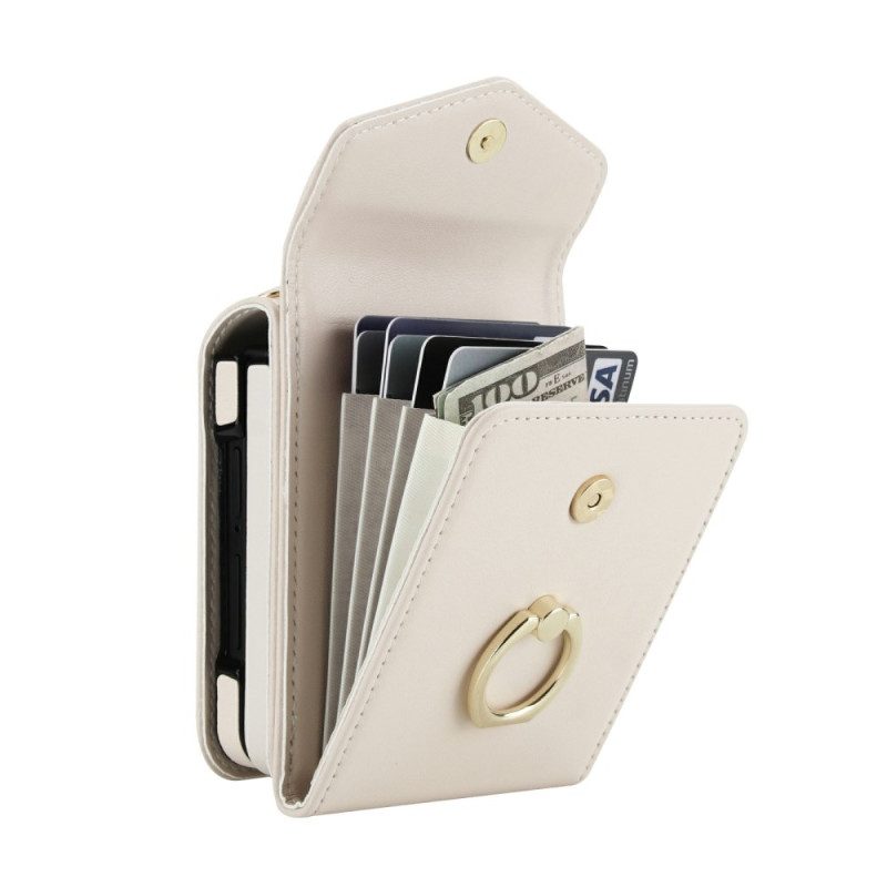 Kuori Samsung Galaxy Z Flip 7 Tikattu Lompakko Ja Hihna Suojakuori