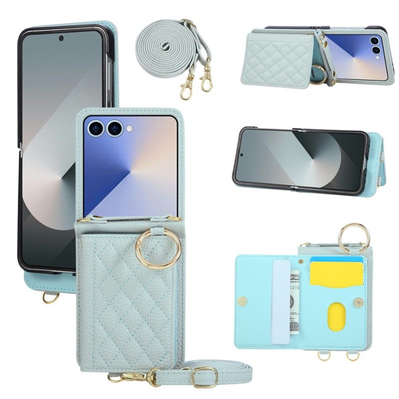 Kuori Samsung Galaxy Z Flip 7 Tikattu Lompakko Olkahihnalla