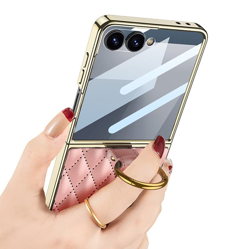 Kuori Samsung Galaxy Z Flip 7 Tikattu Muotoilu Sormuspidikkeellä