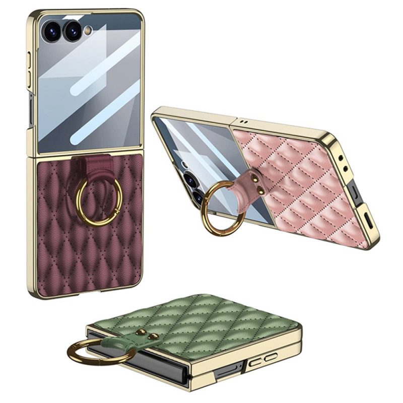 Kuori Samsung Galaxy Z Flip 7 Tikattu Muotoilu Sormuspidikkeellä