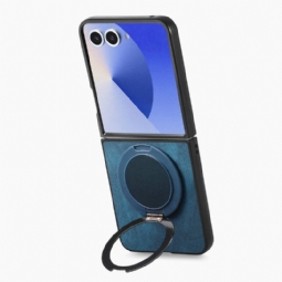 Puhelinkuoret Samsung Galaxy Z Flip 7 Nahkaefekti Pyörivällä Jalustalla