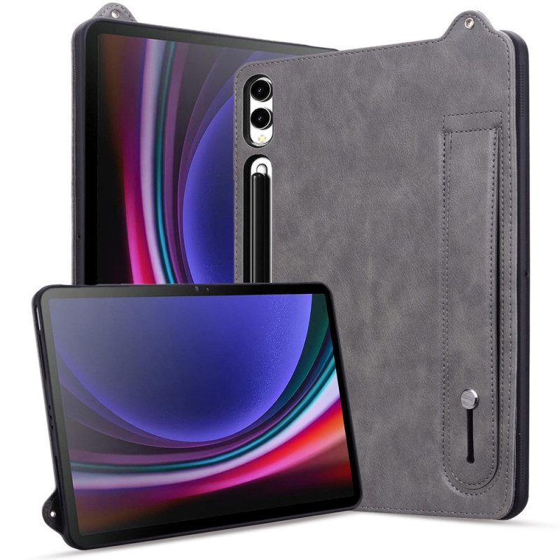Kuori Samsung Galaxy Tab S10 Plus Nahkaefekti Kynäpidike Ja Hihna