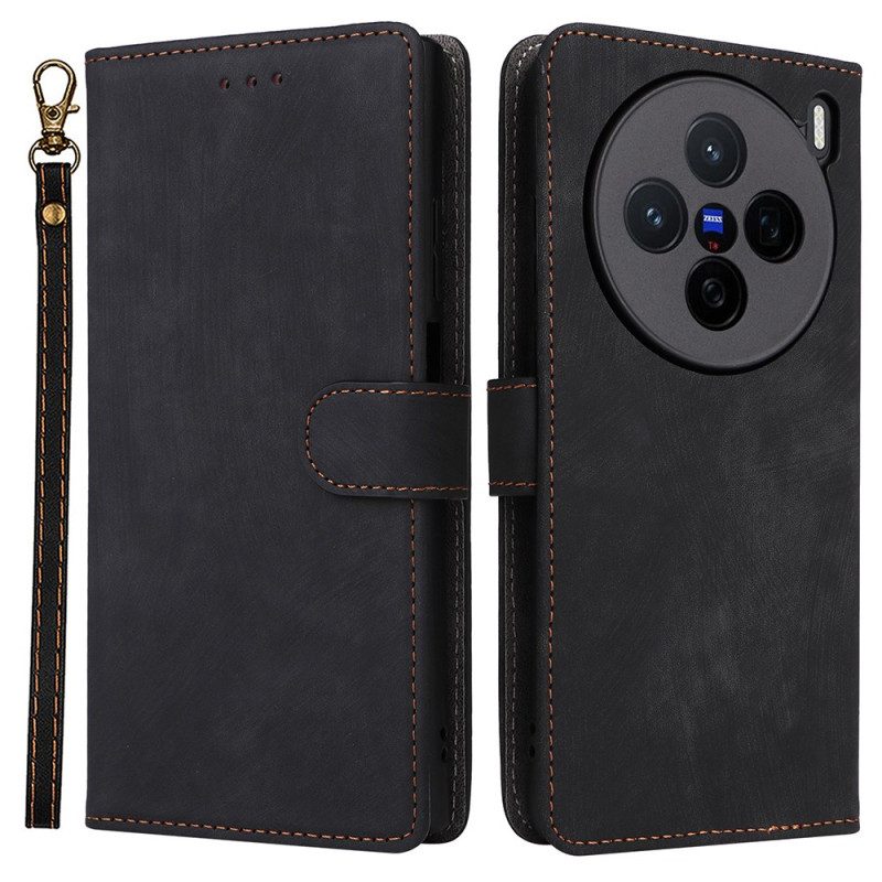 Kotelot Vivo X200 Puhelinkuoret Mokkanahka Hihnalla