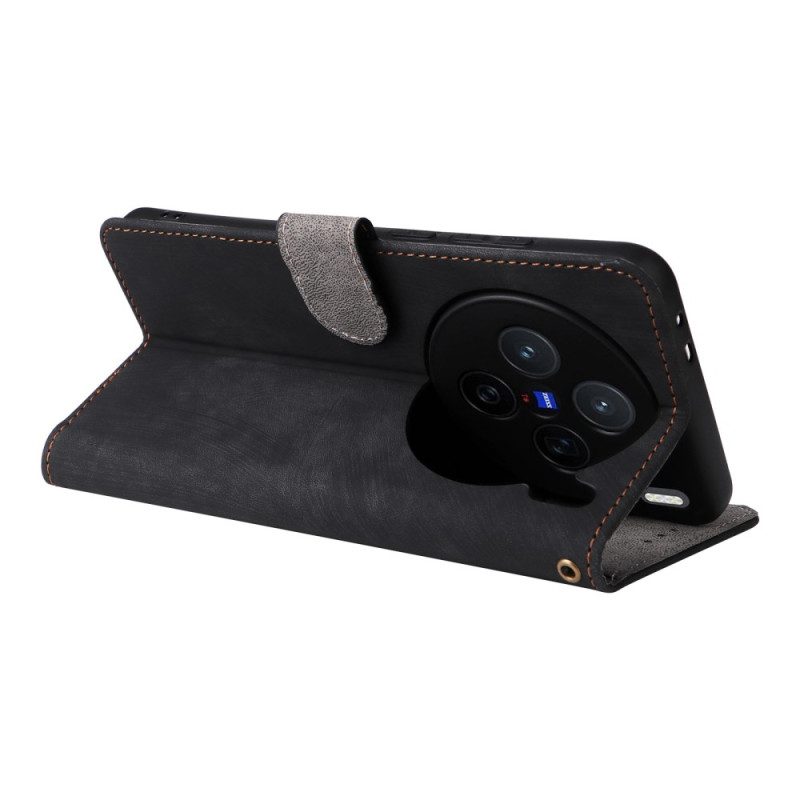 Kotelot Vivo X200 Puhelinkuoret Mokkanahka Hihnalla