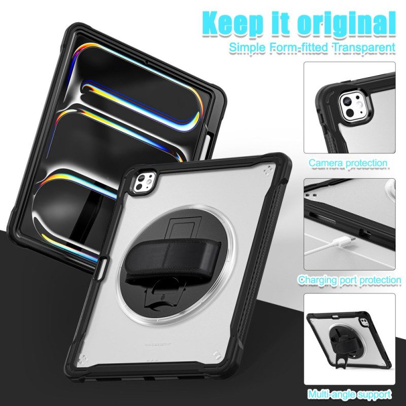 Case iPad Pro 13 (2025) Puhelinkuoret Jalusta Ja Pyörivä Käsihihna