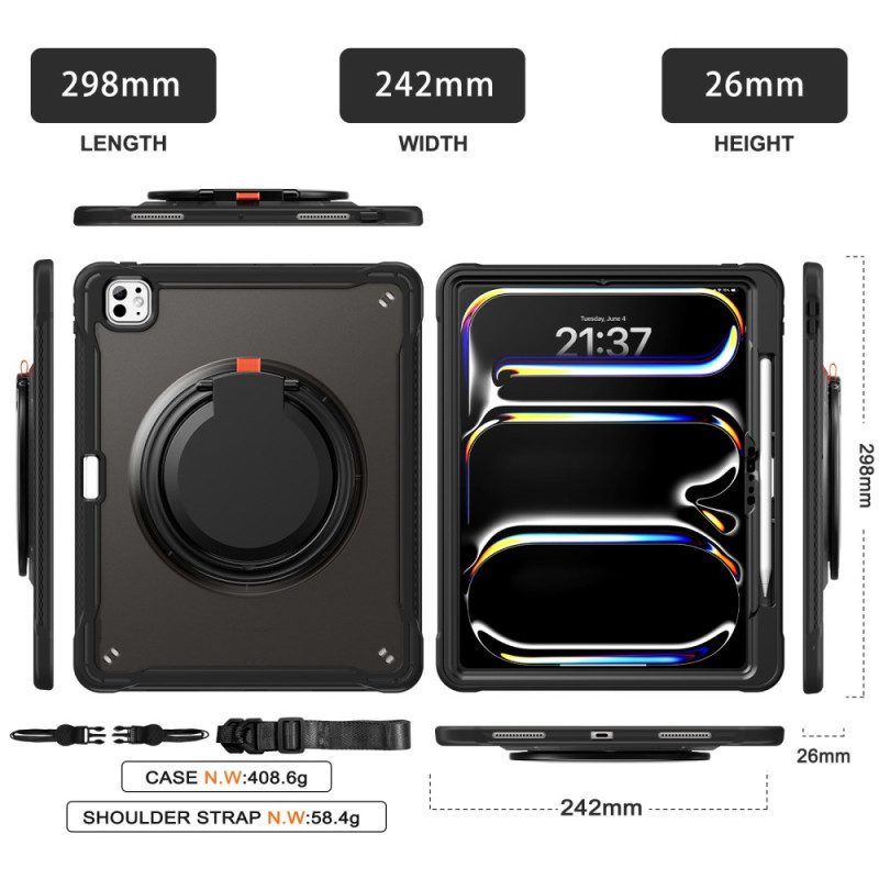 Case iPad Pro 13 (2025) Puhelinkuoret Pyörivä Jalusta Ja Olkahihna