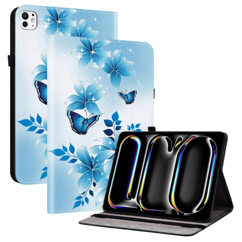 Kotelot iPad Pro 13 (2025) Siniset Perhoset Suojakuori