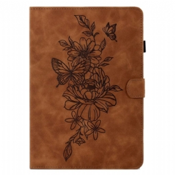 Kotelot Samsung Galaxy Tab S11 Mokkanahkainen Kukka- Ja Perhoskuvio