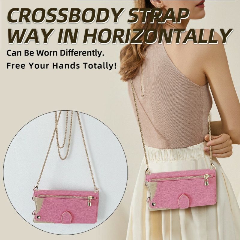 Kotelot Oneplus 13 Kaksivärinen Lompakko Ketjulla