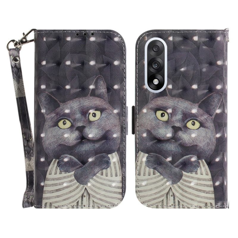 Kuoret Oneplus Nord 5 Harmaa Hihnoilla Koristeltu Kissa