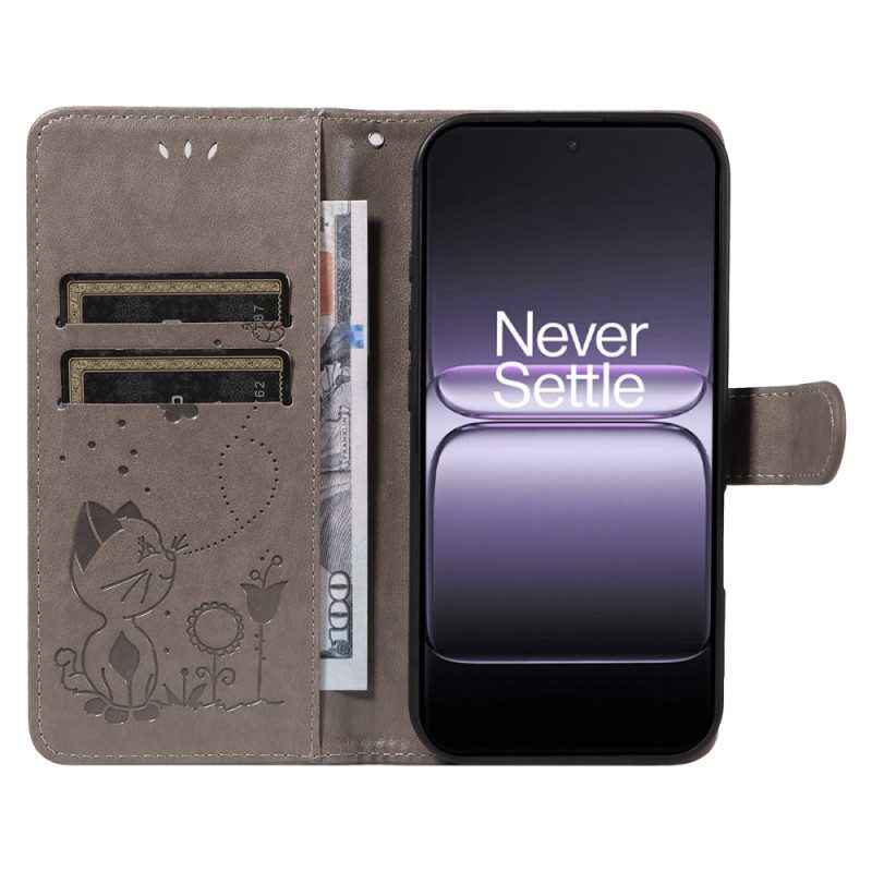 Nahkakotelo Oneplus Nord 5 Kissa Ja Mehiläinen