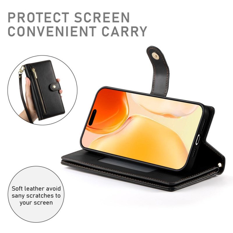 Kotelot iPhone 17 Puhelinkuoret Lompakko Vetoketjullisella Taskulla Ja Hihnoilla