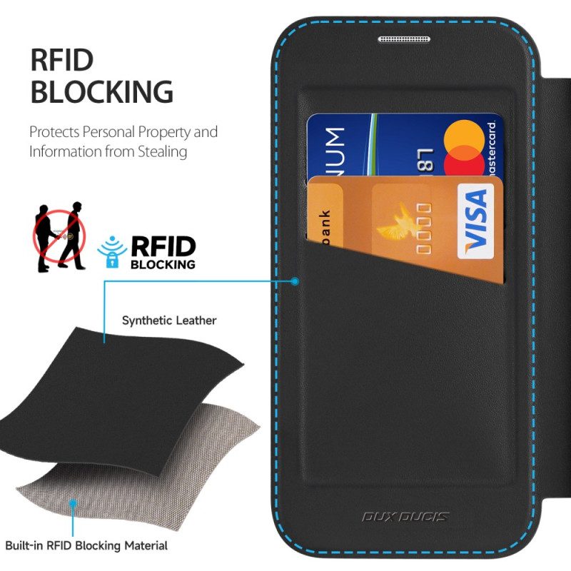 Nahkakotelo iPhone 17 Magsafe Skin X Pro -sarja Dux Ducis -jalustalla Suojakuori