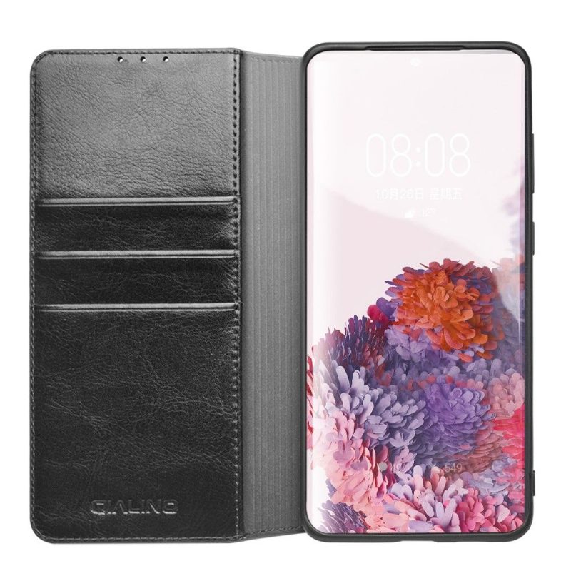 Flip Case Samsung Galaxy S20 Hemming Käsintehty Aitoa Nahkaa