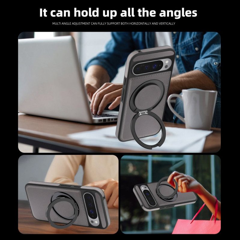 Kuori Google Pixel 10 Pro Xl Magsafe-yhteensopiva Sormuspidike Mokkanahkakuvio