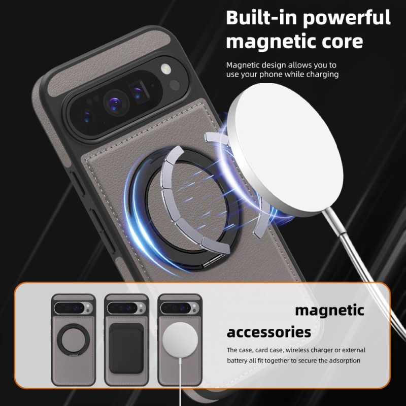 Kuori Google Pixel 10 Pro Xl Magsafe-yhteensopiva Sormuspidike Mokkanahkakuvio