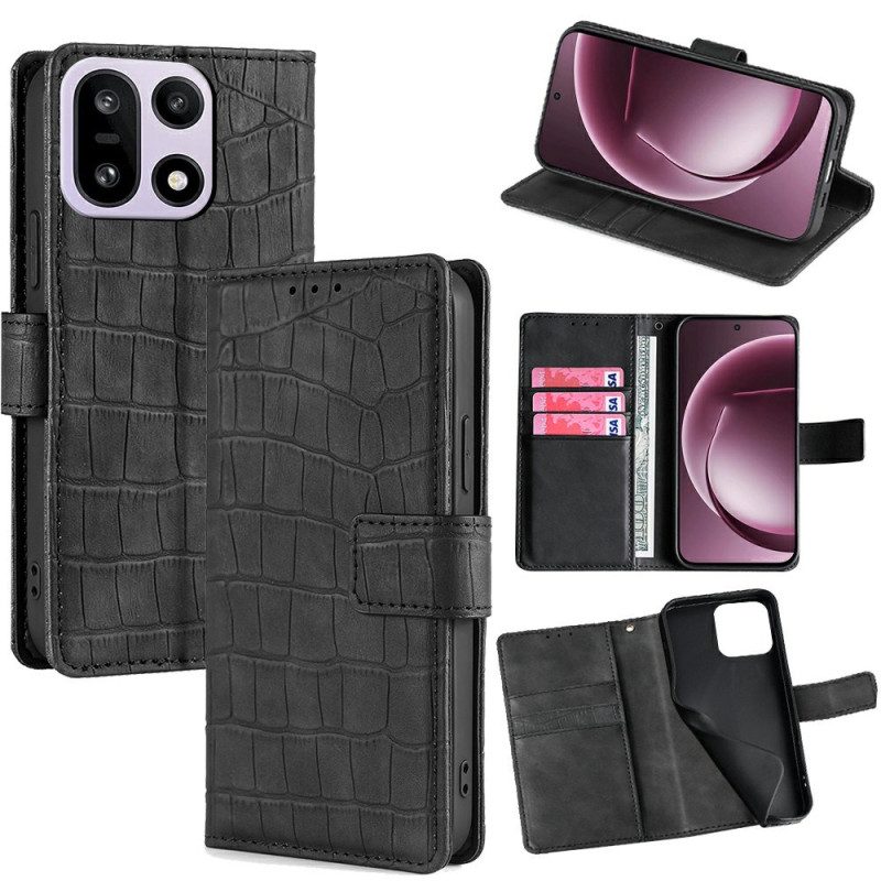 Nahkakotelo Oneplus 15 Krokotiilikuvioinen